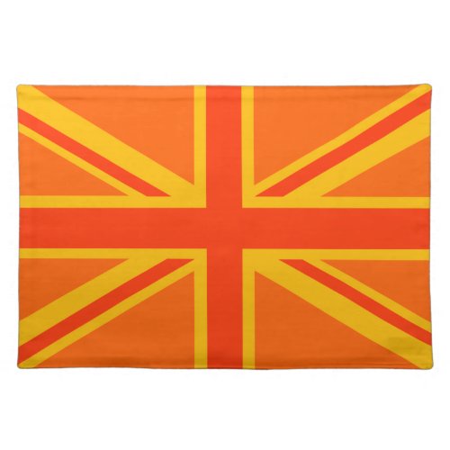 Vibrant Orange Union Jack British Flag Swag Cloth Placemat