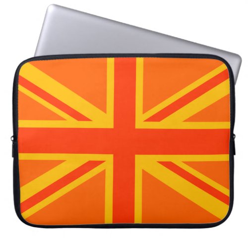 Vibrant Orange Union Jack British Flag Swag Laptop Sleeve