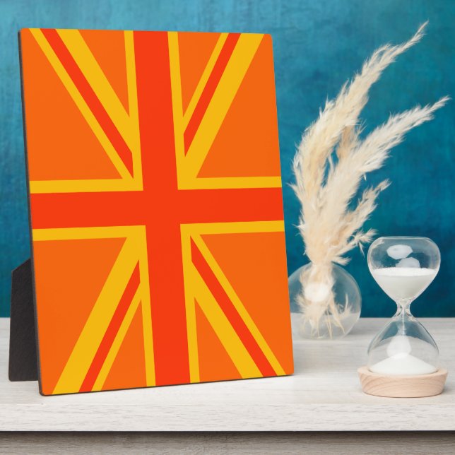 Vibrant Orange Union Jack British Flag Swag Plaque (Side)