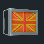 Vibrant Orange Union Jack British Flag Swag Rectangular Belt Buckle<br><div class="desc">A vibrant orange Union Jack British Flag decor. A design statement that is sure to make an impression on formal and casual occasions as well. A great last minute gift for yourself or for someone special on your list. Use the "Ask this Designer" link to contact us with your special...</div>