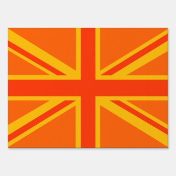 Vibrant Orange Union Jack British Flag Swag Sign by MustacheShoppe at Zazzle