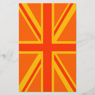 Vibrant Orange Union Jack British Flag Swag Stationery