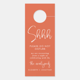 Vibrant Orange Wedding Do Not Disturb  Door Hanger