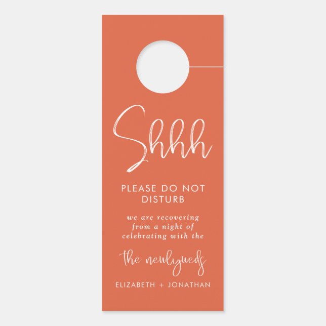 Vibrant Orange Wedding Do Not Disturb  Door Hanger (Back)