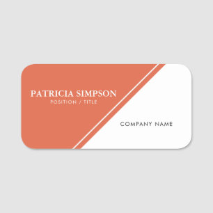 Vibrant Orange White High Contrast Brand Identity Name Tag