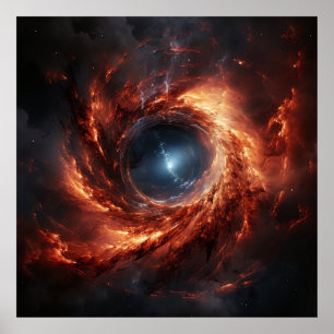 Vibrant Orange Worm Hole Rift in Space Poster