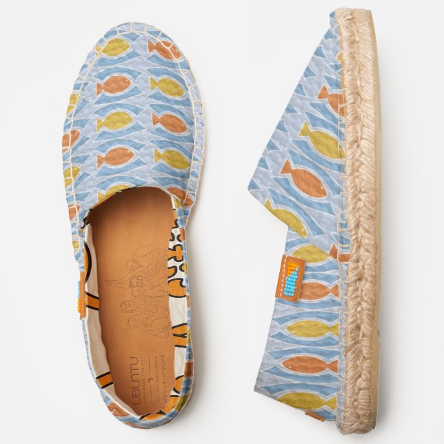 Vibrant Orange Yellow Fish Ocean Blue Vibe Espadrilles (Side)