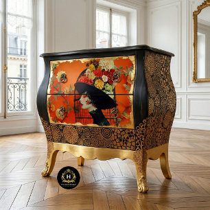 Vibrant Orange Yellow Floral Birdcage Hat  Tissue Paper