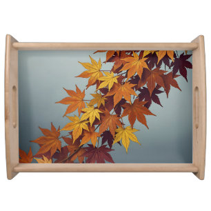Vibrant Orange Yellow Maple Leaves Fall Foliage Serving Tray