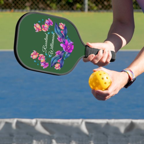 Vibrant Orchid bouquet Personalize with Name Pickleball Paddle