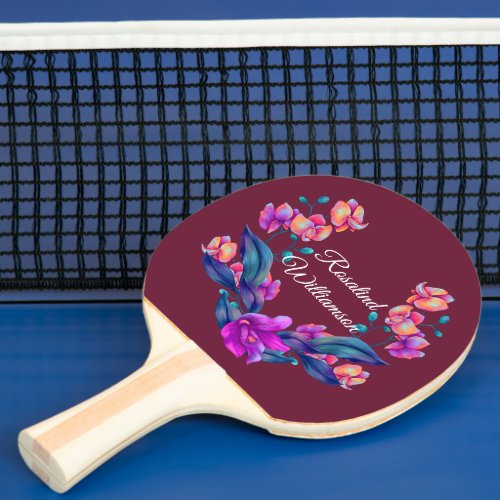 Vibrant Orchid bouquet Personalize with Name Ping Pong Paddle