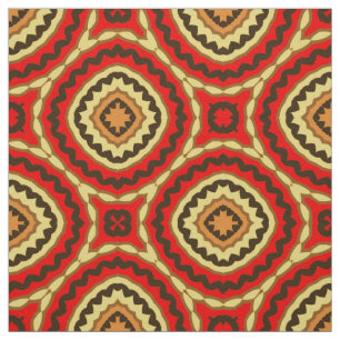 Vibrant Oriental Mosaic Geometric Pattern Fabric