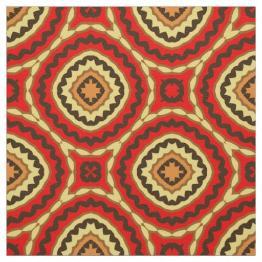 Vibrant Oriental Mosaic Geometric Pattern Fabric