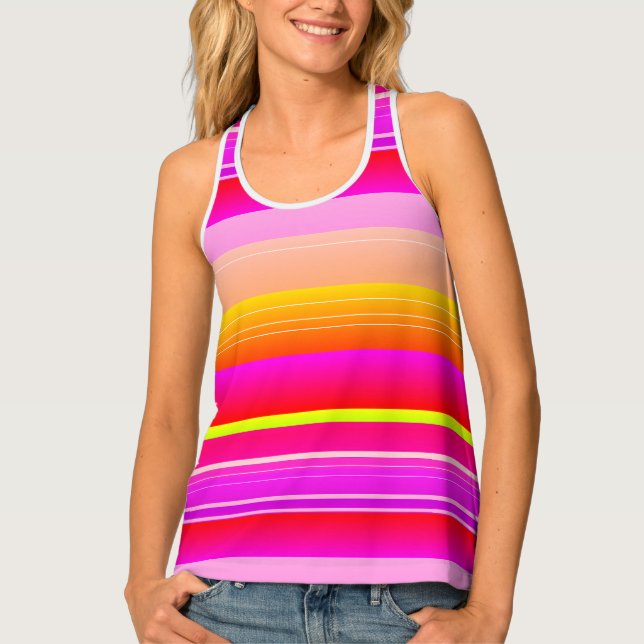 Vibrant original striped pink Women's Tank Top (Front)