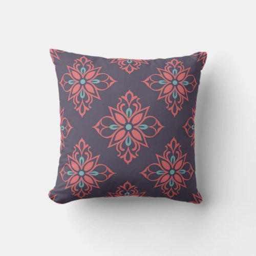 Vibrant Ornamental Flower Throw Pillow