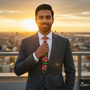 Vibrant Ornamental Woven Red Diamond Pattern Neck Tie