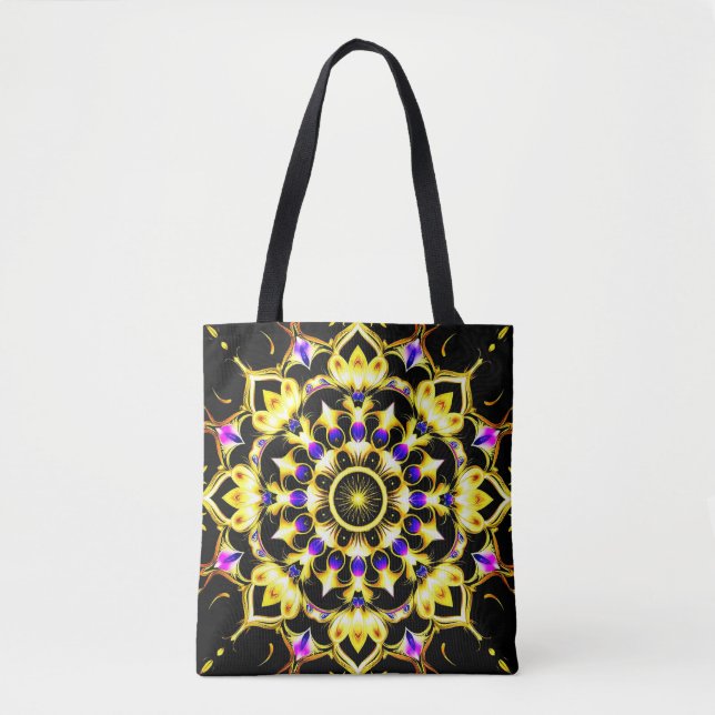 Vibrant Ornate Mandala Design Tote Bag (Front)