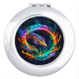 Vibrant Ouroboros Dragon Art Symbol Compact Mirror