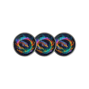 Vibrant Ouroboros Dragon Art Symbol Golf Ball Marker