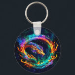 Vibrant Ouroboros Dragon Art Symbol Keychain<br><div class="desc">A vividly detailed depiction of a fantastical dragon in an ouroboros formation,  symbolizing eternity and unity,  amidst a cosmic and magical atmosphere with glowing colors.</div>