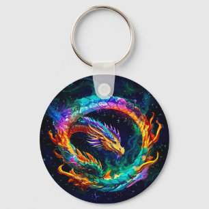 Vibrant Ouroboros Dragon Art Symbol Keychain