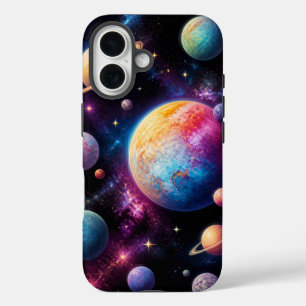 Vibrant Outer Space Galaxy   Colorful Planets iPhone 16 Case