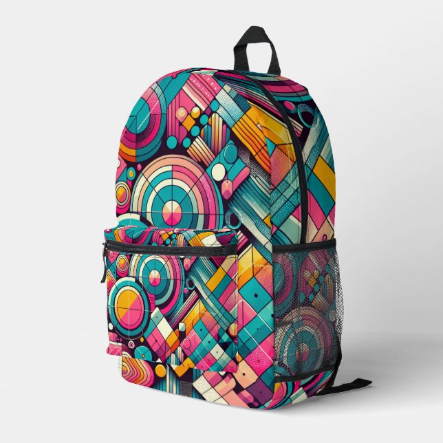 Vibrant Overlap Printed Backpack (Back Corner Right)