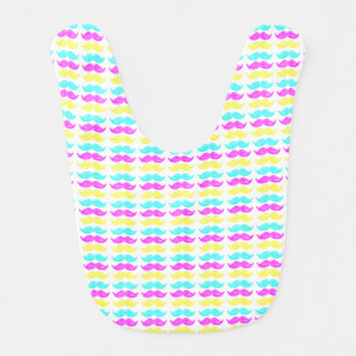 Vibrant Overlapping CMY Mustache Pattern Bib