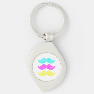 Vibrant Overlapping CMY Mustache Pattern Keychain