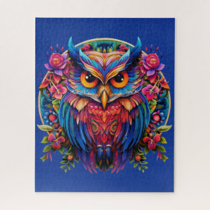 Vibrant Owl - Colorful Boho Jigsaw Puzzle