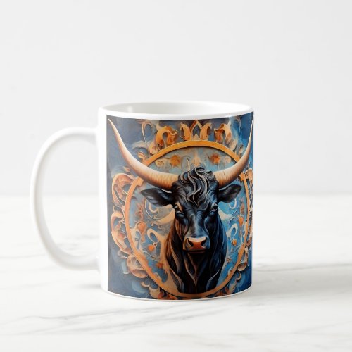 Vibrant Ox portrait with Floral Motifs Coffee Mug