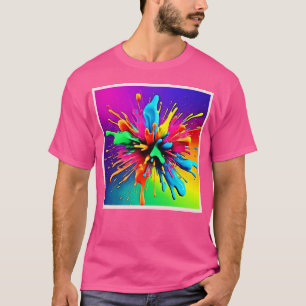 Vibrant Paint Burst Design T-Shirt