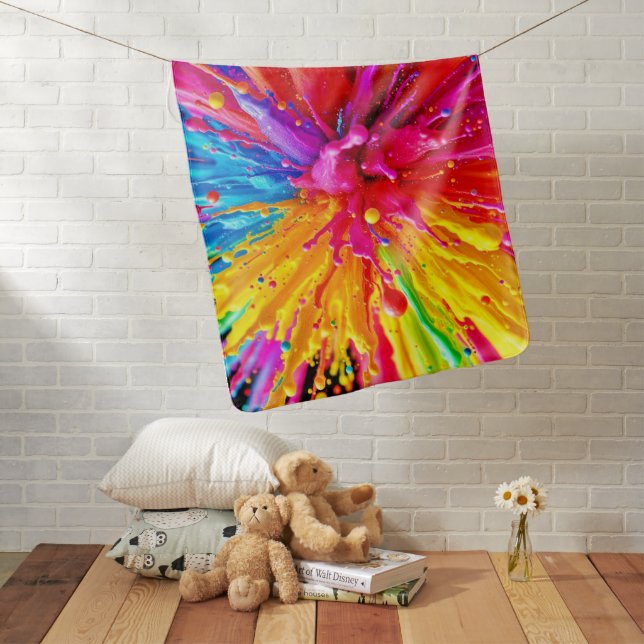 Vibrant Paint Burst Energy Baby Blanket (In Situ)