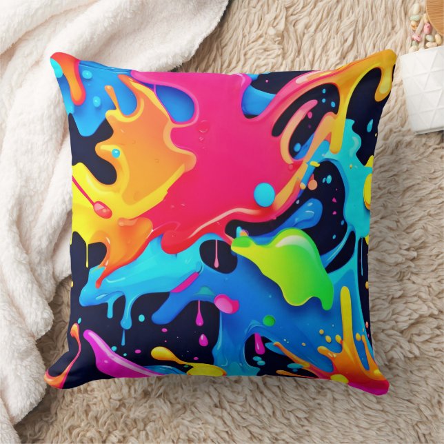 Vibrant Paint Party Design Throw Pillow (Blanket)