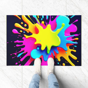 Vibrant Paint Splash Abstract Art Doormat