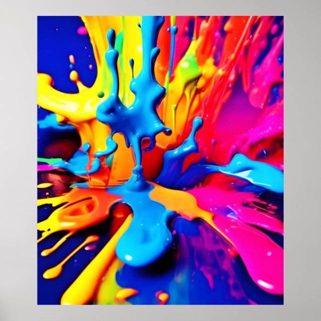 Vibrant Paint Splash Art in Bold Colors Poster (Front)