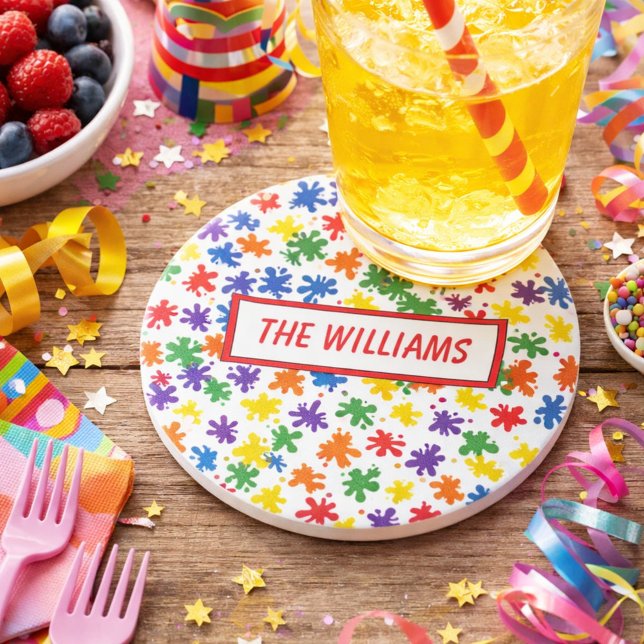 Vibrant Paint Splatter Sandstone Coaster (Creator Uploaded)