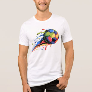 Vibrant Paint Splatter Soccer Ball Dynamic Sports Tri-Blend Shirt