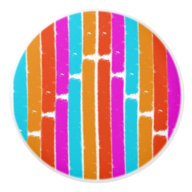 Vibrant Painted Stripes - Drawer Knob (Front)
