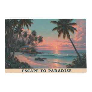 Vibrant Painterly Tropical Beach Sunset Placemat