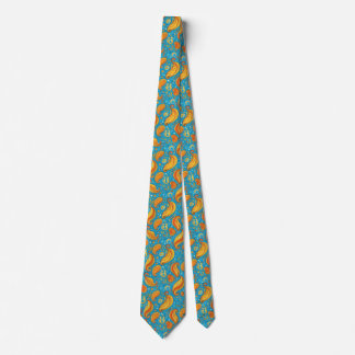 Vibrant Paisley Delight: Bright Orange and Yellow Neck Tie