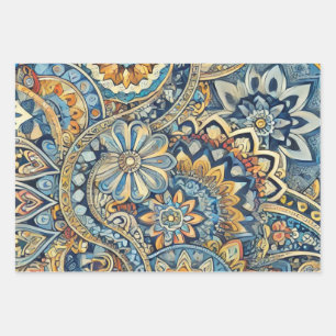 Vibrant Paisley Whirl Wrapping Paper Sheets