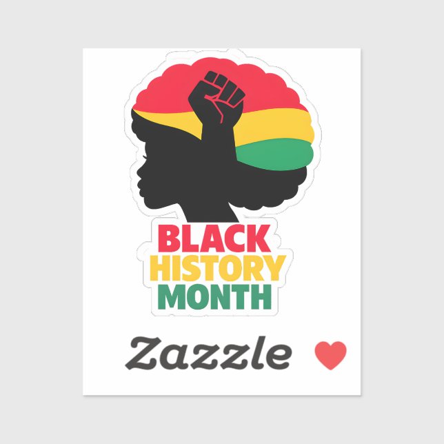 Vibrant Pan African Colors Afro Woman Silhouette  Sticker (Sheet)