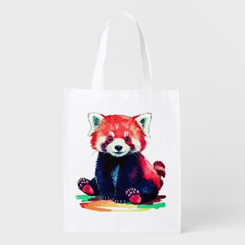 Vibrant Panda Design Grocery Bag