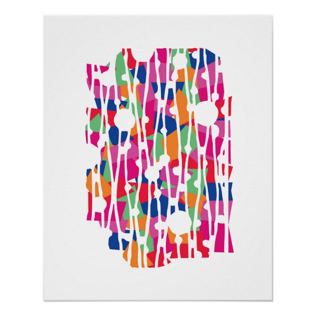 Vibrant Panels: Unexpected Harmony Geometrics Poster (Front)