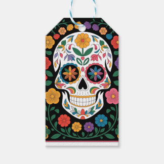 Vibrant Papel Picado Skull Gift Tags