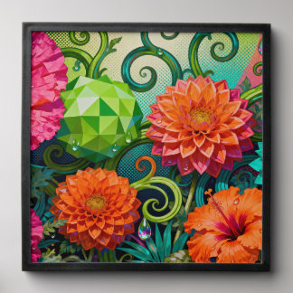 Vibrant Paper Flower Bouquet - Colorful Artistic  Peel And Stick Photo Tile