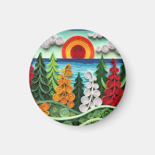 Vibrant Paper Quilling Art Displaying Colorful For Magnet