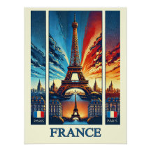 Vibrant Paris Eiffel Tower - France Poster