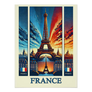 Vibrant Paris Eiffel Tower - France Poster